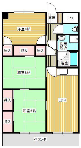 メゾンポプラ(3LDK/5階)の間取り写真