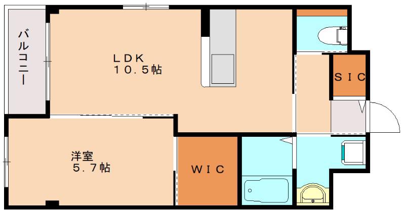 かがやき(1LDK/2階)の間取り写真