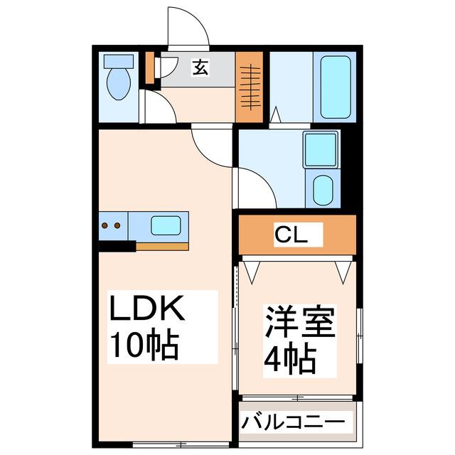 BRAVEBASE砂原I(1LDK/1階)の間取り写真