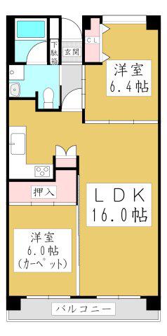 ペンタエマーブル(2LDK/6階)の間取り写真