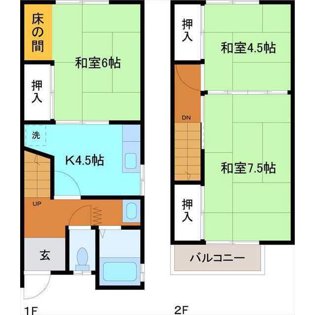 上本折町メゾネットA(3K/1階)の間取り写真