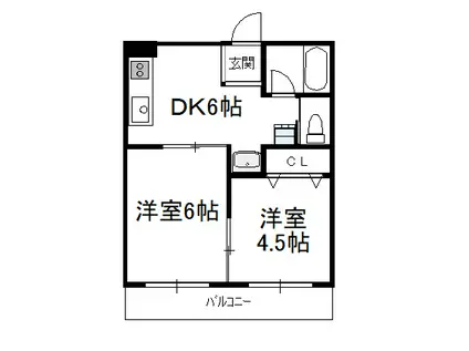 ジョイ南ビル(2DK/3階)の間取り写真