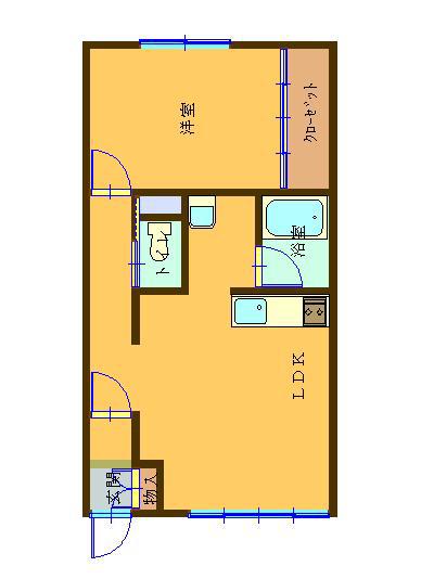 アクエアヒルズ壱番館(1LDK/2階)の間取り写真
