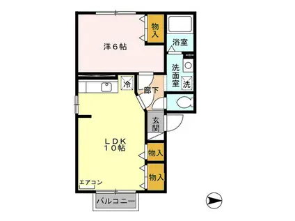 メモリー土崎(1LDK/2階)の間取り写真