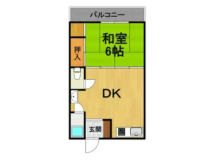 田口第一ビラ(1DK/2階)の間取り写真