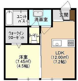 アリエッタK(1LDK/1階)の間取り写真