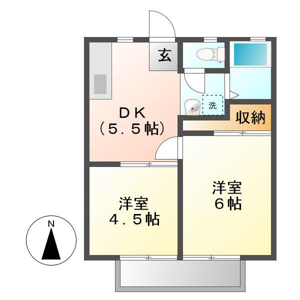 中庄サンプラザB棟(2DK/2階)の間取り写真