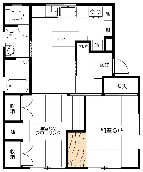 コンフォート芝(2DK/4階)の間取り写真