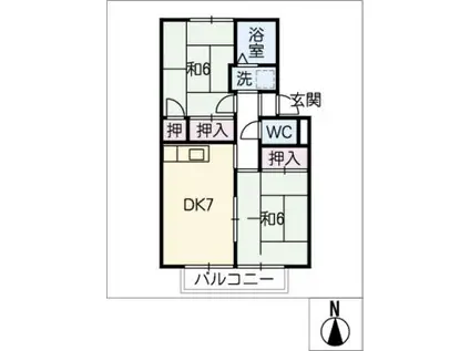 ハイツ今嶺(2DK/2階)の間取り写真