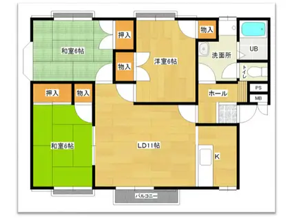 ドミール東田II(3LDK/2階)の間取り写真