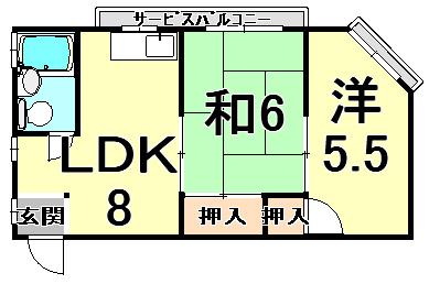 豊ビル(2LDK/4階)の間取り写真