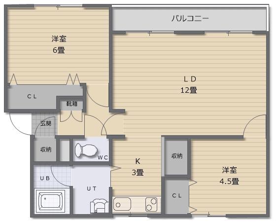 ハイツシーブリーズ本町A棟(2LDK/2階)の間取り写真