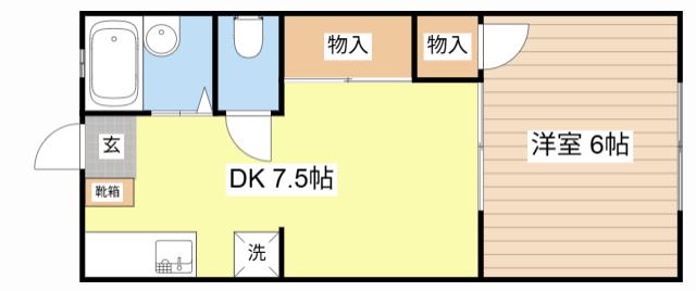 フジハイツ(1DK/1階)の間取り写真