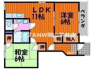 グリーンピア南輝 A棟(2LDK/1階)の間取り写真