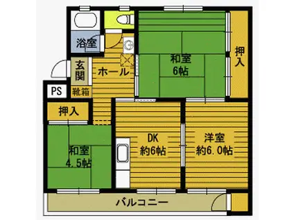 六本松コーポ(3DK/2階)の間取り写真
