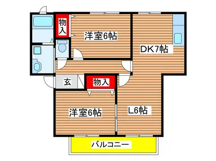 ソフィア鷲巣(2LDK/2階)の間取り写真