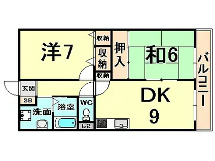 ローレルIZUMI(2DK/3階)の間取り写真