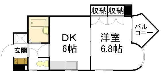 第2ホウライツルハウス(1DK/1階)の間取り写真