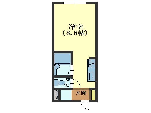 レジデンス大川(1K/2階)の間取り写真