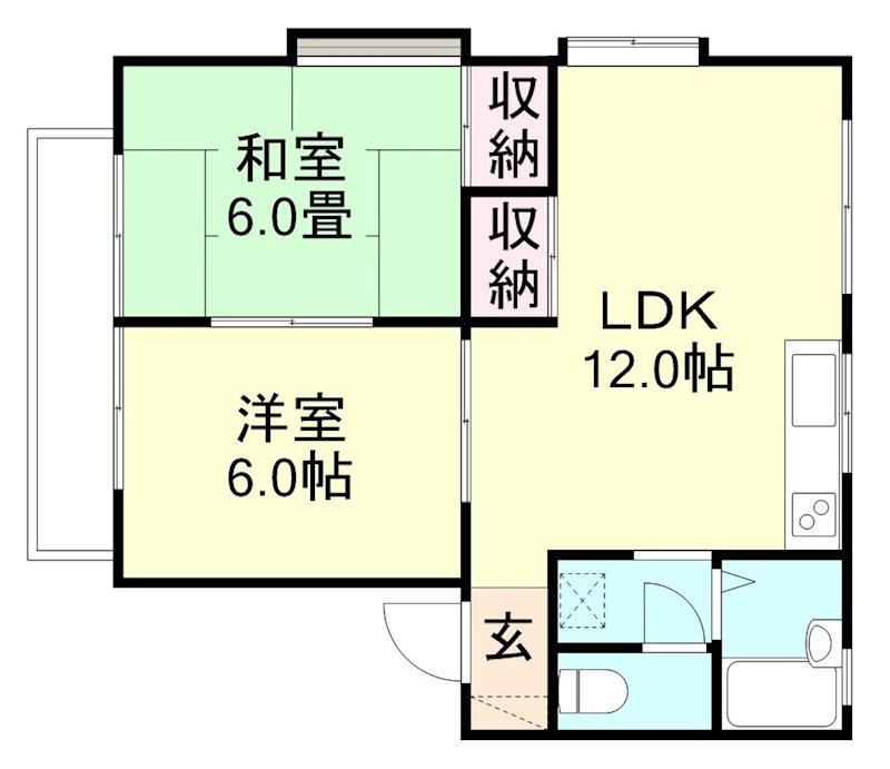 コーポ岸本B棟(2LDK/2階)の間取り写真