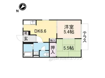 カーサ清道(2DK/1階)の間取り写真