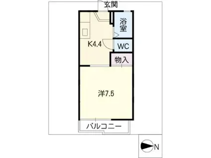 石神ハイツA(1K/1階)の間取り写真