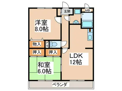 ビラ長津田(2LDK/3階)の間取り写真