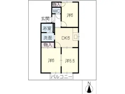 JOYFULL ASAI C棟(3DK/2階)の間取り写真