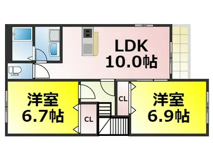 レジデンス大正千島II(2LDK/2階)の間取り写真