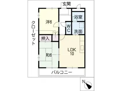 アーバン藤川II(2LDK/1階)の間取り写真