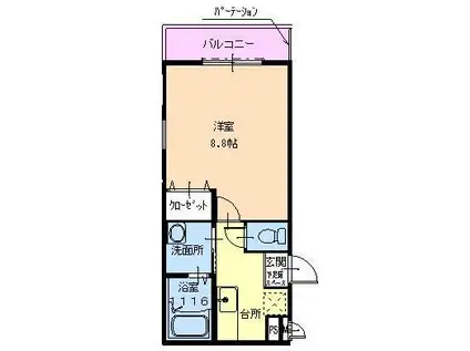 フジパレス堺ノース(1K/3階)の間取り写真