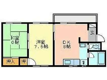 リバーハイツイシダ(2DK/2階)の間取り写真