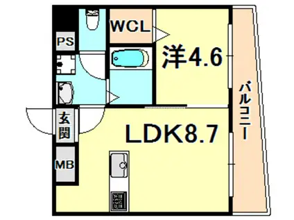 ラビン新開地マンション(1LDK/9階)の間取り写真