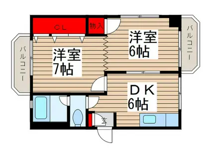 ひばりマンション(2DK/5階)の間取り写真