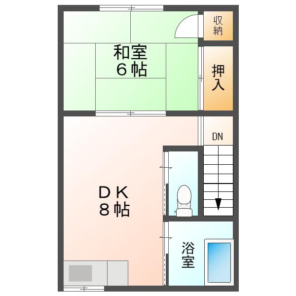 メゾンひまわり(1DK/2階)の間取り写真