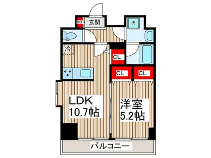 レオーネ錦糸町II(1LDK/2階)の間取り写真