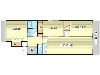 マンション優雅III(3LDK/3階)の間取り写真