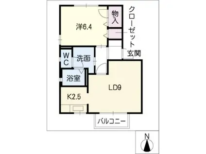 フレアールKUZURYU A棟(1LDK/1階)の間取り写真