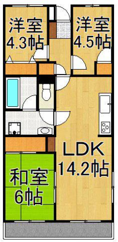 グランシャリオ千間台(3LDK/1階)の間取り写真