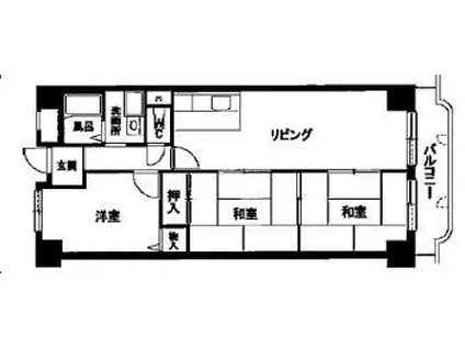 香里園オークヒルズII(3LDK/3階)の間取り写真