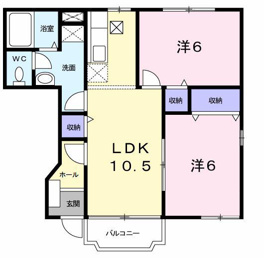 ヴィラ サンライズ ドリームII(2LDK/1階)の間取り写真