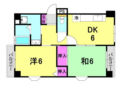 セルフィーユ兵庫(2DK/2階)の間取り写真