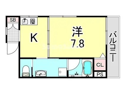 コートフジ(1K/2階)の間取り写真