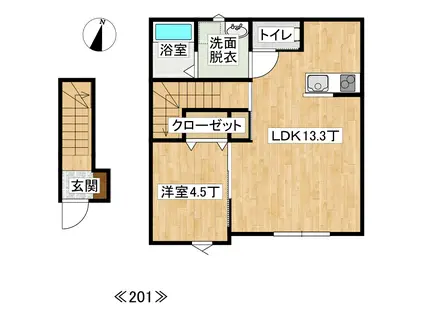 メゾン・チェロキー(1LDK/2階)の間取り写真