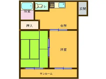 シャンポール川崎(2DK/1階)の間取り写真
