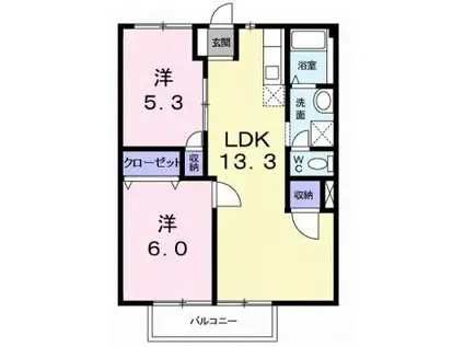 ニューシティ大島(2LDK/1階)の間取り写真
