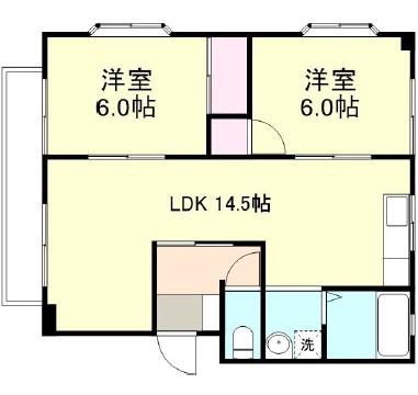 コーポ小野(2LDK/2階)の間取り写真