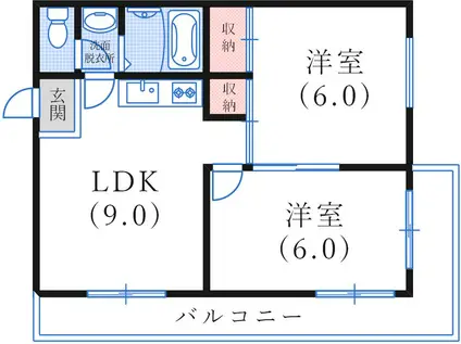 ダイバーシティ神戸長田C棟(2LDK/3階)の間取り写真