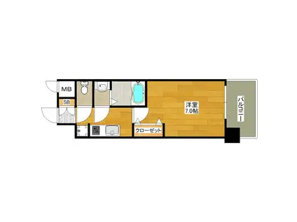 プレサンス江坂クォーレ(1K/5階)の間取り写真