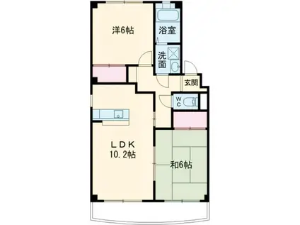 シルクヴェールフジA棟(2LDK/2階)の間取り写真